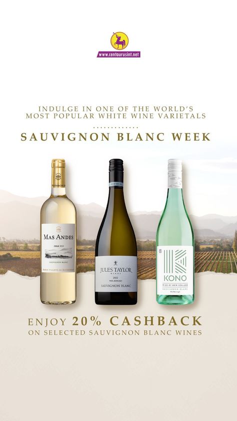 Raise a glass to Sauvignon Blanc Week! 🍷🥂 Enjoy the crisp, refreshing taste of one of the world’s most popular white wine varietals and get 20% cashback on selected bottles. Don't miss out on this incredible deal! Must be 21+. Please drink responsibly. . . . . #centaurusinternational #dubaidrinks #mydubai #RAK #dubaiparty #dubaiparties #dubailiquorstore #dubailife #SauvignonBlancDay #WineLover #Cheers #20percentcashback #WineDeal Wine Reference, Wine Promotion, Bottle Ads, Wine Ads, Wine Brochures, Wine Advertising, Alcohol Facts, Sauvignon Blanc Wine, Ads Creative Advertising Ideas