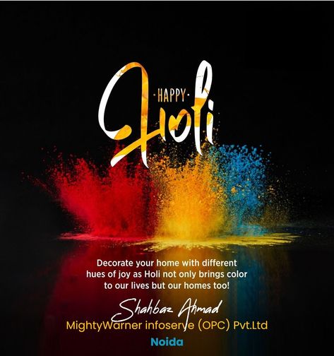 May the colors of this festival bring joy, prosperity, and success into your lives. Enjoy the celebrations with your loved ones and make unforgettable memories ✨ . . . HAPPY HOLI TO YOU AND YOUR FAMILY!!! 🌈💛💜 . . . . . . . . #HappyHoli #Holi2023 #HoliCelebrations #HoliFestival #HoliFestival2023 ‍‍‍‍‍‍‍#colorfestival #Holi2023 #होली Happy Holi Creative, Holi Creative, Creative Post, Holi Festival, Happy Holi, Unforgettable Memories, Loved Ones, Decorating Your Home, Festival