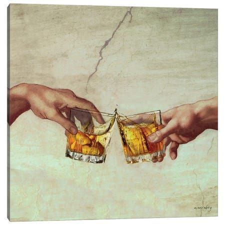 Cheers by Norro Bey arrives ready to hang, with hanging accessories included and no additional framing required. Every canvas print is hand-crafted in the USA, made on-demand at iCanvas, and expertly stretched around 100% North American Pine wood stretcher bars. Art Parody, Funny Art, Classic Art, Aesthetic Art, Collage Art, Hình Xăm, Canvas Artwork, Fine Art Paper, Whiskey