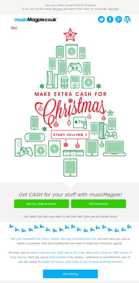 Christmas Email Marketing Inspiration from Music Magpie / 2014 Christmas Email Signature, Christmas Sale Email, Christmas Email, Email Marketing Examples, Christmas Marketing, Email Marketing Inspiration, Thank You Email, Mail Signature, Marketing Inspiration