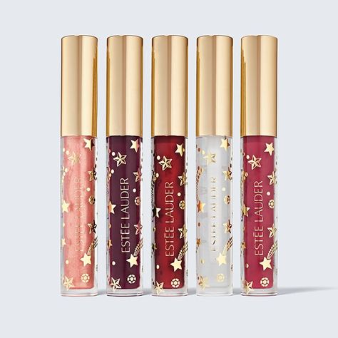 Stellar Lip Gloss Collection Holiday Makeup Gift Set | Estée Lauder Estee Lauder Lip Gloss, Makeup Gift Set, Lip Shades, Ruby Quartz, Lip Balm Stick, Trendy Shades, Cotton Clouds, Makeup Package, Lip Gloss Collection