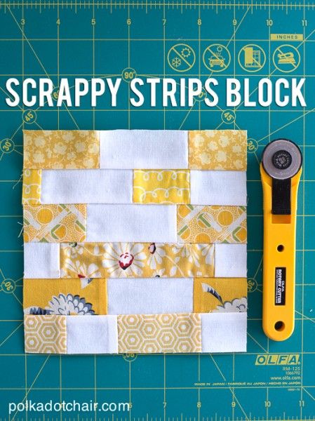 Scrappy Strips Quilt Block Tutorial on Polka Dot Chair Polka Dot Chair, String Quilts, Patch Aplique, Beginner Sewing Projects Easy, Quilt Block Tutorial, Strip Quilts, Scrappy Quilt, Creation Couture, Quilting Techniques