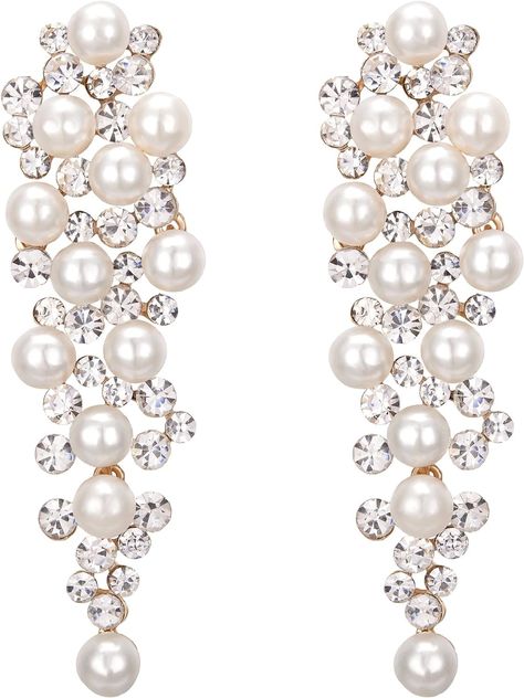 Amazon.com: BriLove Wedding Bridal Earrings for Women Simulated Pearl Crystal Multi Beaded Cluster Chandelier Dangle Earrings Ivory Color Gold-Toned: Clothing, Shoes & Jewelry Cluster Chandelier, Ivory Earrings, Faith Jewelry, Bridal Pearls, Ivory Color, Wedding Earrings, Bridal Earrings, Chandelier Earrings, Earrings For Women