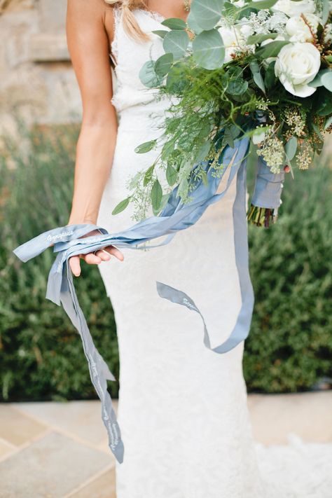 Something blue ribbons: http://www.stylemepretty.com/2015/07/04/the-prettiest-red-white-blue-wedding-details/ Wedding Bouquet Ribbon, Wedding Products, Ribbon Bouquet, Boda Mexicana, Something Blue Wedding, Dusty Blue Weddings, Blue Bouquet, Blue Wedding Dresses, Best Wedding Dresses