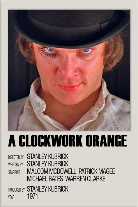 polaroid minimal alternative movie poster Clockwork Orange Movie Poster, Movie Art Painting, A Clockwork Orange Poster, Orange Movie, Film Cult, Vintage Poster Wall, Movie Card, A Clockwork Orange, Iconic Movie Posters