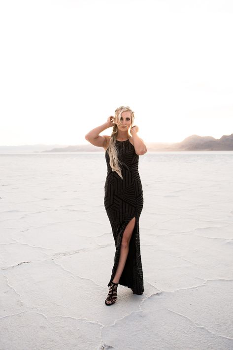 Salt flats black dress Utah fashion Salt Flat Senior Pictures, Salt Flats Senior Pictures, Salt Plains Photoshoot, Sand Dunes Photoshoot Black Dress, Salt Plains Oklahoma Photoshoot, Couples Editorial, Salt Flats Utah Senior Photos, Salt Flats Photoshoot, Salt Plains