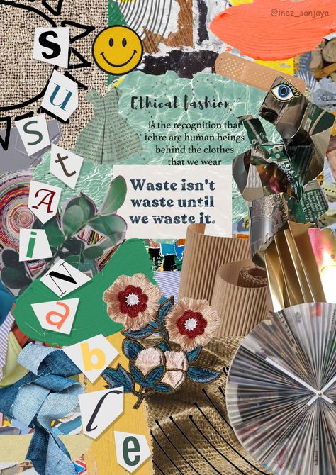 photoshop moodboard assignment, sustainability Fast Fashion Poster Illustration, Fast Fashion Collage, Y2k Fashion Moodboard, Collage Sustainability, Sustainable Fashion Poster, Sustainability Moodboard, Dissertation Poster, Recycle Aesthetic, Sustainable Fashion Moodboard