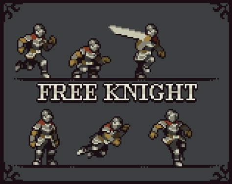 Fantasy Knight - Free Pixelart Animated Character by aamatniekss Top Down Pixel Art Characters, 32x32 Pixel Art Characters, Pixel Art Knight, Pixel Fire, Fantasy Knight, Pixel Characters, Free Characters, Art Games, Pixel Art Characters