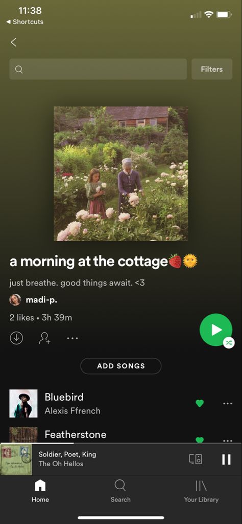 Cottagecore Playlist Names, Cottage Core Playlist, Cottagecore Songs, Cottagecore Playlist, Cottagecore Music, Washington Cabin, Music Names, Spotify Playlist Aesthetic, Spotify Ideas