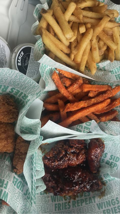 spicy korean bbq lemon pepper lousiana rub original fries chicken sweet potato Sweet Patato, Wing Stop, Fries Chicken, Fun List, Spicy Korean, Chicken Sweet Potato, Food Therapy, Korean Bbq, Lemon Pepper