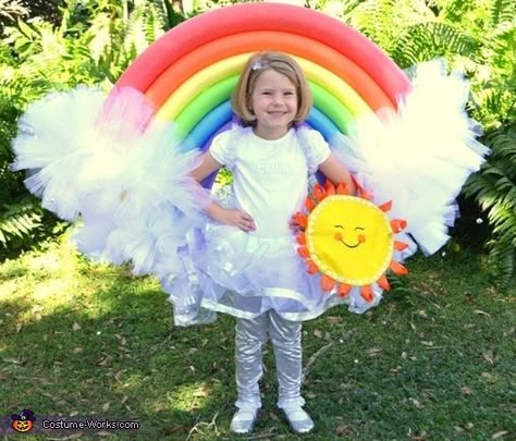 DIY Rainbow Costume - 2016 Halloween Costume Contest                                                                                                                                                                                 More Diy Rainbow Costume, Rainbow Halloween Costume, Rainbow Costume, Diy Fantasia, Rainbow Costumes, Rainbow Halloween, Halloween Costumes 2016, Sugar Skull Halloween, Rainbow Diy