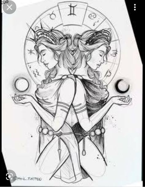 Gotik Tattoo, Gemini Art, Horoscope Tattoos, Gemini Tattoo, Inspiration Tattoos, Sketch Tattoo Design, Tattoo Art Drawings, Dream Tattoos, Zodiac Art