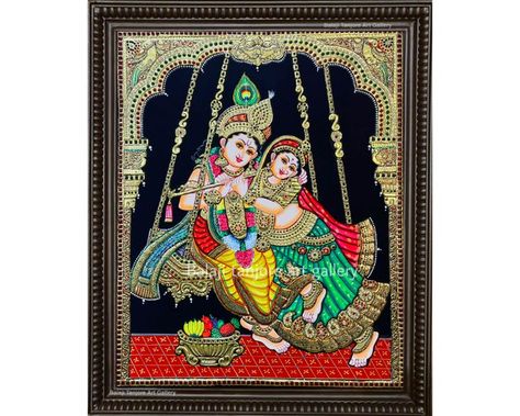 North Indian Radha Krishna Tanjore Painting Radha Portrait, Krishna Tanjore Painting, Krishna And Radha, 3d Murals, Tanjore Paintings, Tanjore Painting, Krishna Art, Lord Krishna, Radha Krishna