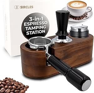 SIRCLES Espresso Tamping Station 58mm - Premium 3-in-1 Espresso Tamper Station, Distributer and Portafilter Holder - Espresso Organizer Station Espresso Machine Station, Espresso Tamper, Organization Station, Coffee Tamper, Small Appliance, Coffee Press, Natural Walnut, Coffee Enthusiast, Coffee Station