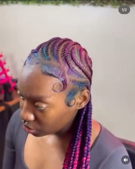 #braids #hairstyle #cornrows #trendy #trending #try Multicolored Braids, Blue Twists, 10 Stitch Braids, Hairstyle Cornrows, Braids Blue, Blue Braids, Stitch Braids, Braided Styles, Braids For Black Hair