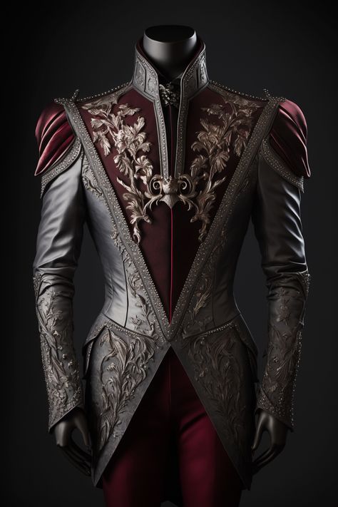 Fantasy Ball Male Outfit, Mens Fantasy Costume, Fantasy Suit Design, Fantasy Wedding Suit, Knight Outfit Men, Royal Suits For Men, Regal Suit, Fantasy Suits Male, Fantasy Fashion Male