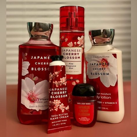 Bath & Body Works Japanese Cherry Blossom Set Bath And Body Works Perfume Japanese Cherry Blossom, Bath And Body Works Set Aesthetic, Japanese Bath And Body Works, Japanese Cherry Blossom Lotion, Cherry Blossom Scent Aesthetic, Japanese Cherry Blossom Perfume, Bath And Body Works Cherry Blossom, Japanese Cherry Blossom Scent, Japanese Cherry Blossom Bath & Body Works Set