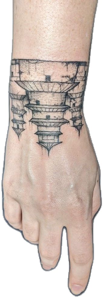 Western air temple from ATLA hand tattoo Air Temple Tattoo, Western Air Temple, Air Temple, Atla Tattoo, Temple Tattoo, Hand Tattoo, Back Pieces, Cute Tattoos, New Tattoos