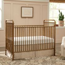 Wayfair | Cribs You'll Love in 2023 Namesake Abigail Crib, Gold Crib Nursery, Metal Cribs, Gold Crib, Iron Crib, Nursery Color, Crib Safety, Metal Crib, Sophisticated Nursery