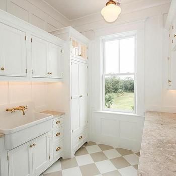 Harlequin Tile, Harlequin Floors, Cottage Laundry Room, St Daniel, Checkerboard Floor, Daniel Island, White Shaker Cabinets, Laundry Room Inspiration, Laundry Mud Room