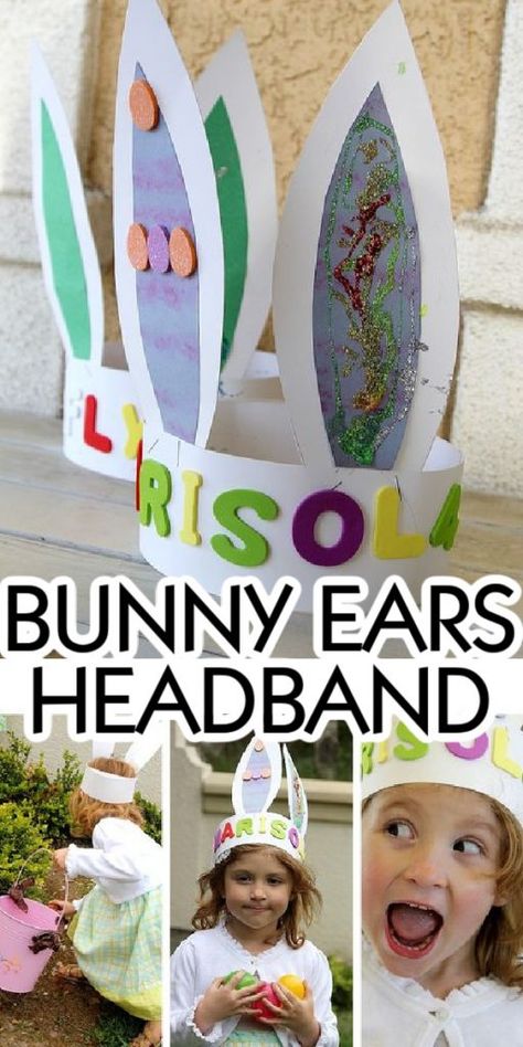 Bunny Ears Headband DIY for Preschoolers - Tonya Staab Easter Headbands Preschool, Easter Bunny Ears Headband, Diy Bunny Ears, Easter Headbands, Easter Crafts For Toddlers, Bunny Ears Headband, Headband Crafts, Easter Bunny Ears, Easter Preschool