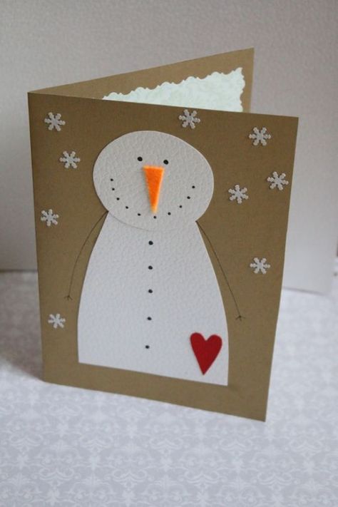 Christmas Postcard Handmade, Button Christmas Cards, Handcrafted Christmas Cards, Snowman Christmas Cards, Fun Christmas Cards, Create Christmas Cards, Christmas Cards Kids, Simple Christmas Cards, Christmas Card Art