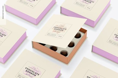 Chocolate bonbon luxury box mockup, mosa... | Free Psd #Freepik #freepsd #candy-box #chocolate-box #chocolate-gift #chocolate-candy Chocolate Box Packaging, Rum Balls, Handmade Packaging, Candle Packaging, Box Mockup, Candy Boxes, Luxury Boxes, Chocolate Box, Free Mockup