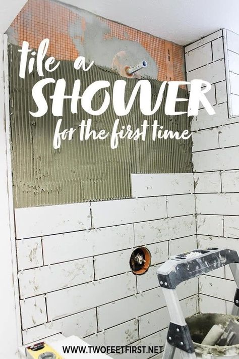 Are you debating on tiling your shower? See my experience tiling a shower for the first time plus there are lots of tips! Bathroom Diy Ideas, Diy Tile, Diy Bathroom Remodel, Bathroom Diy, Diy Bathroom Decor, Up House, Diy Remodel, Bathroom Redo, Shower Remodel