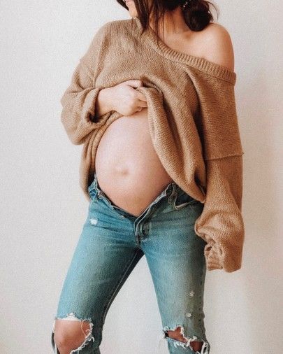 LIKEtoKNOW.it Sweater And Jeans Maternity Photos, Sweater Maternity Photos, Sweater And Jeans, Casual Maternity, White Photos, Maternity Shoot, Maternity Jeans, Maternity Photos, Black White Photos