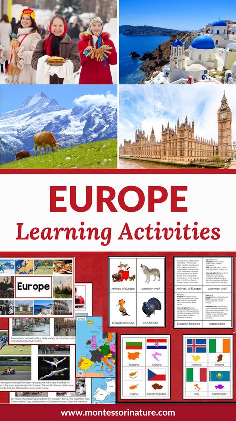 Europe Montessori, Continents Activities, Nature Printables, Big Puzzles, Practical Life Activities, Europe Continent, World Geography, Stunning Landscapes, Teaching Children