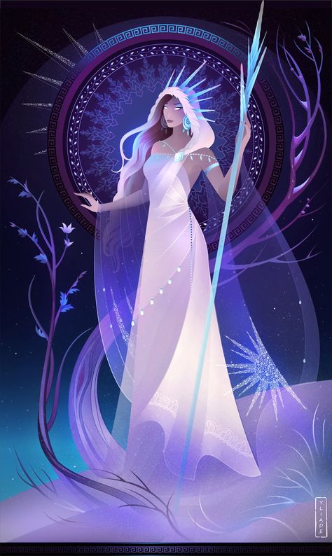 Nix, deusa do inverno Greek Goddess Art, Greek Gods And Goddesses, Greek Mythology Art, Mythology Art, Goddess Art, Egyptian Gods, 판타지 아트, Greek Goddess, Greek Gods