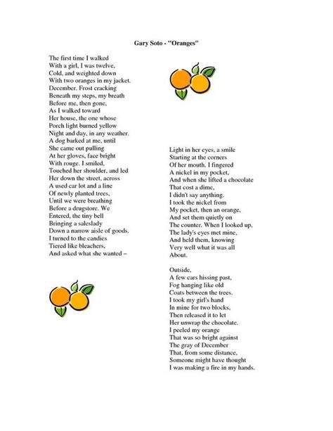 Orange Poem, Poem Worksheet, Summer Poetry, Gary Soto, Animal Farm George Orwell, Esl Ideas, Orange Quotes, Haiku Poetry, Poetry Unit