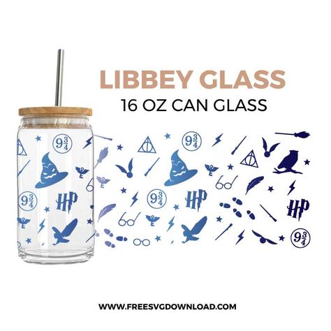 Free Libbey Glass Svg, Free Glass Can Svg, Glass Cup Wrap Svg Free, Libbey Glass Can Svg Free, Libby Cup Designs Free, Harry Potter Glass Cup, Harry Potter Cups Vinyl, Beer Can Glass Design Svg Free, Glass Can Wrap Svg Free