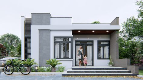 One Story Bungalow Exterior, Single Story Front Elevation Ideas, Single Floor Exterior Design, Modern Single Story Homes Exterior, One Floor House Design Modern Exterior, Facade House 1 Floor, Bungalow Home Exterior, 1 Floor House Design Exterior, 1 Floor Modern House