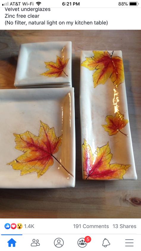 Fused Glass Fall Leaves, Autumn Pottery Ideas, Thanksgiving Pottery Ideas, Fall Fused Glass Ideas, Fall Pottery Ideas, Thanksgiving Pottery, Autumn Pottery, Fall Pottery, Leaf Pottery