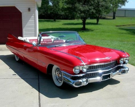 Red Cadillac, 1959 Cadillac Eldorado, 1960 Cadillac, Cadillac Convertible, Classic Cadillac, Cadillac Series 62, 1960s Cars, 1959 Cadillac, Automobile Advertising