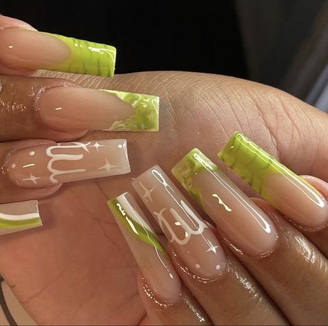 Zodiac Nails Virgo, Virgo Nails Acrylic Long, Medium Birthday Acrylic Nails, Virgo Birthday Nails Designs, Short Zodiac Nails, Pink Virgo Nails, 21st Birthday Nails Virgo, Virgo Nails Acrylic Short, Virgo Bday Nails