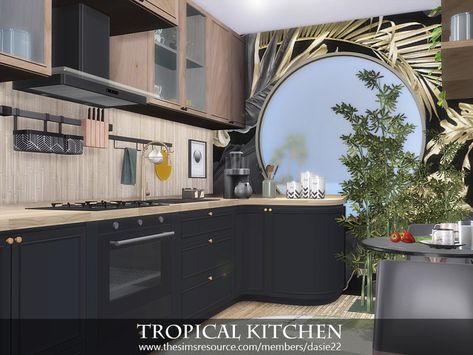 Sims 4 Kitchen Ideas, Tropical Furniture, Tropical Kitchen, Sims 4 Kitchen, Resource Furniture, Sims Baby, Art Deco Kitchen, Barn Kitchen, Sims 4 Bedroom