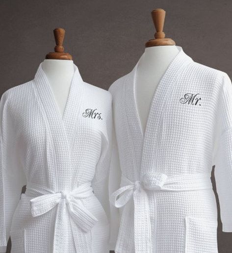 Personalized Mr Mrs Unisex Waffle Weave Robe with Pockets Monogrammed Bath Robes Embroidered Wedding Spa Robes, Bath Robes, Lounge Robes, Embroidered Wedding, Waffle Weave, Mr Mrs, Wedding Bridal, Waffles, Bridal Shower