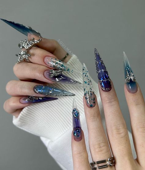 Ongles Goth, Pedicure And Manicure, Punk Nails, Edgy Nails, Goth Nails, Grunge Nails, Crazy Nails, Fire Nails, Funky Nails