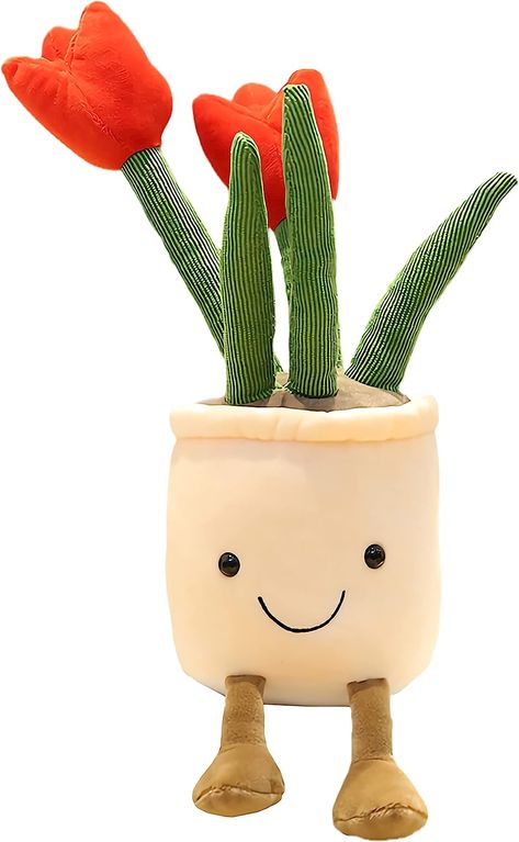 Amazon.com: WUZHOU Tulip Plush Toy, 13.7" Flower Pot Stuffed Plushie Pillow Decoration, Soft Fluffy Toy Succulent Plants Friend Throw Pillow, Multicolor (Orange-Tulip) : Toys & Games Succulent Throw Pillow, Plushie Pillow, Blue Succulents, Plush Flower, Planting Tulips, Yellow Tulips, Red Tulips, Flower Pillow, Succulent Plants