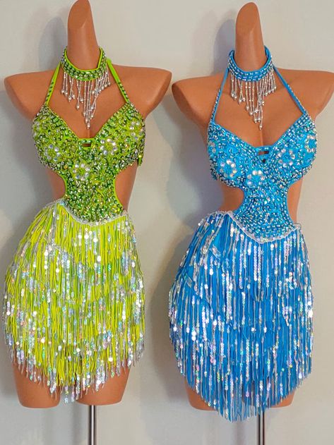 LIME GREEN Sequin Fringe Dress-samba Costumes Carnival Show - Etsy Yellow Samba, Samba Rose, Samba Outfits, Samba Dress, Carnival Outfit, Samba Dance, Outfit Female, Dance Competition Dress, Samba Costume