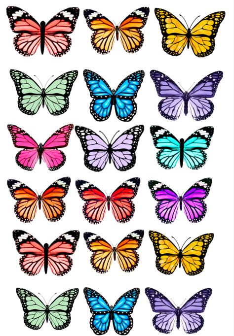 Butterfly patterns Butterfly Images Printable Colorful, Buterfluffy Printable, Butterfly Pattern Drawing, Butterfly Colors Ideas, Vintage Butterfly Stickers, Free Butterfly Printables, Butterfly Stickers Printable, Butterflies Template, Butterfly Drawing Aesthetic