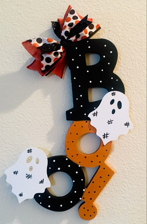 Dollar Tree Boo And Eek Signs Diy, Dollar Tree Boo Sign, Boo Signs For Halloween, Eek Sign, Boo Halloween Sign, Handmade Halloween Decorations, Halloween Wood Signs, Boo Sign, Dollar Tree Halloween