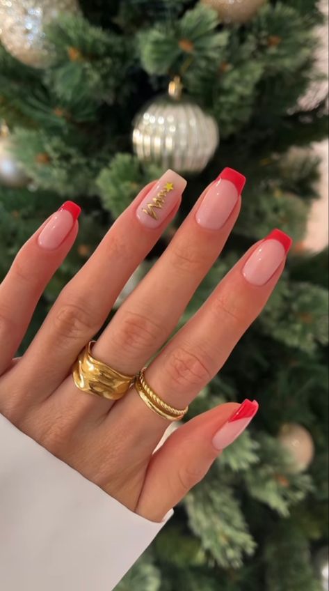 Christmas Gel, December Nails, Christmas Gel Nails, Simple Gel Nails, Casual Nails, Cute Gel Nails, Short Acrylic Nails Designs, Festival Nails, Xmas Nails