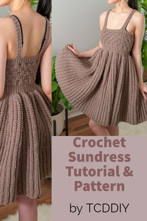 Crochet Stitches Clothes, Crochet Dresses Ideas, Cute Knitting Clothes, Summer Dresses Crochet, Knitting Clothes For Women, Crochet Skater Skirt Pattern Free, Crochet Dresses Free Pattern, Crochet Ideas Dress, Crochet Sundress Pattern