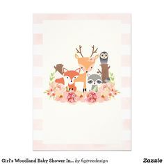 Woodland Forest Baby Shower, Forest Baby Shower Invitations, Girl Woodland Baby Shower, Forest Animal Baby Shower, Forest Baby Showers, Animal Baby Shower Theme, Animal Baby Shower Invitations, Girl Woodland, Forest Baby