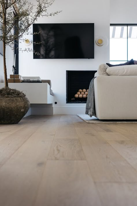 Modern Mediterranean Flooring, Light Natural Flooring, Japandi Hardwood Floor, Ashy Brown Wood Floor, Scandinavian Wood Floors, Kristen Forgione, Engineered Hardwood Flooring Wide Plank White Oak, Hardwood Floor Apartment, French Oak Flooring Living Room