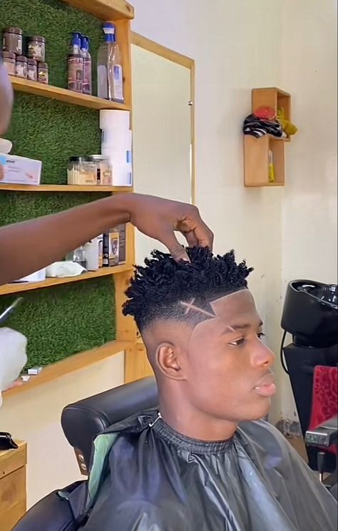 Cross Haircut Designs For Men, Tapered Haircut Black, Latest Haircut For Men, Haircuts Designs, Swag Haircuts, Afro Hair Fade, Boys Haircuts With Designs, Haircut Designs For Men, Waves Hairstyle Men