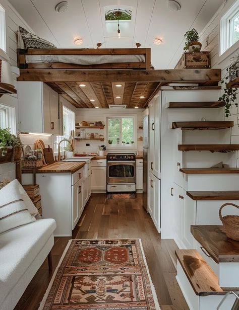 Tiny Home Closet, Tiny Home Bathroom Ideas, Micro Cabin Interior, Tiny House Design Interior, Tiny Homes On Wheels, Small Loft Ideas, Tiny House Camper, Best Tiny House, Building A Tiny House